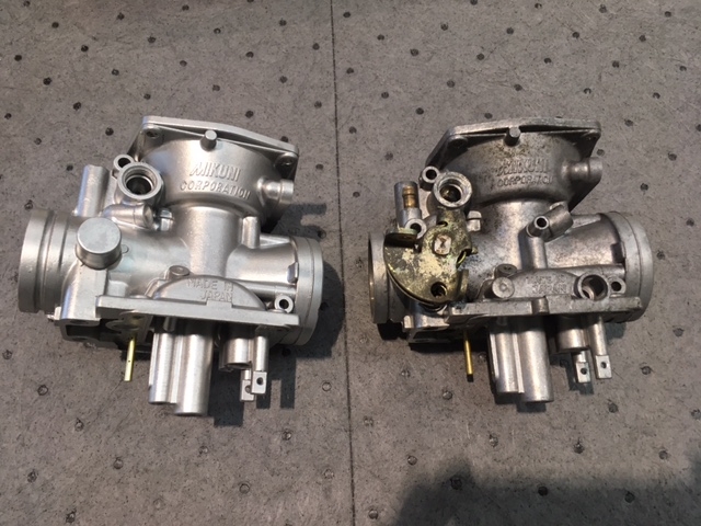 Mikuni Carburettor Bodies, Suzuki GS450 Compairing before and after vapour blasting